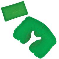 Подушка надувная дорожная в футляре; зеленый