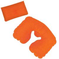 Подушка надувная дорожная в футляре; оранжевый