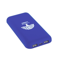 Беспроводное зарядное устройство "Sticky SOFTTOUCH", 10000 mAh с подсветкой логотипа и присосками, синий