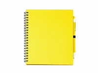 Блокнот LEYNAX с ручкой из переработанного картона, желтый